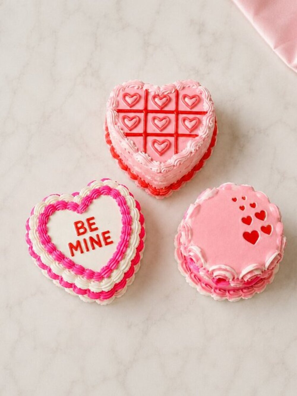 Valentine Faux Cake Decor Set of 3 Pink Hearts Be Mine NWT